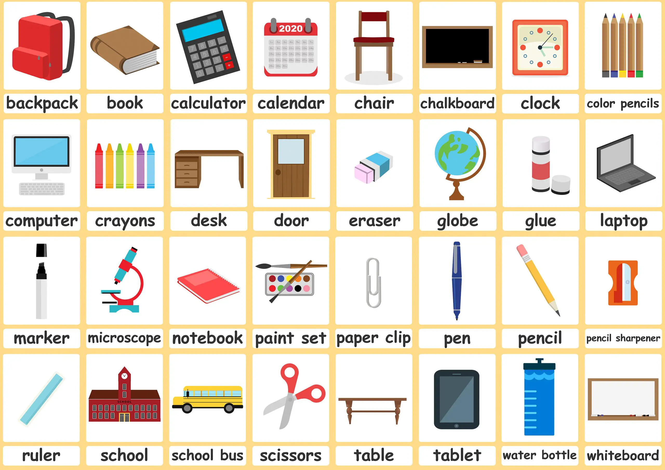 Карточки Classroom objects