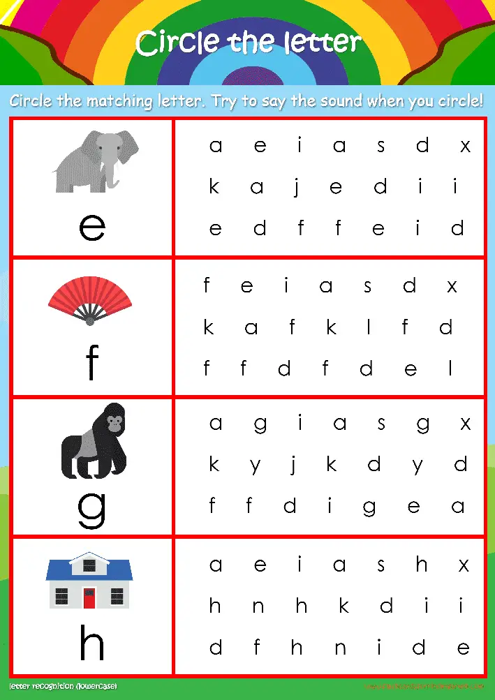 letter recognition worksheets for kids