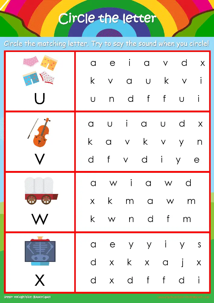 letter recognition worksheets for kids