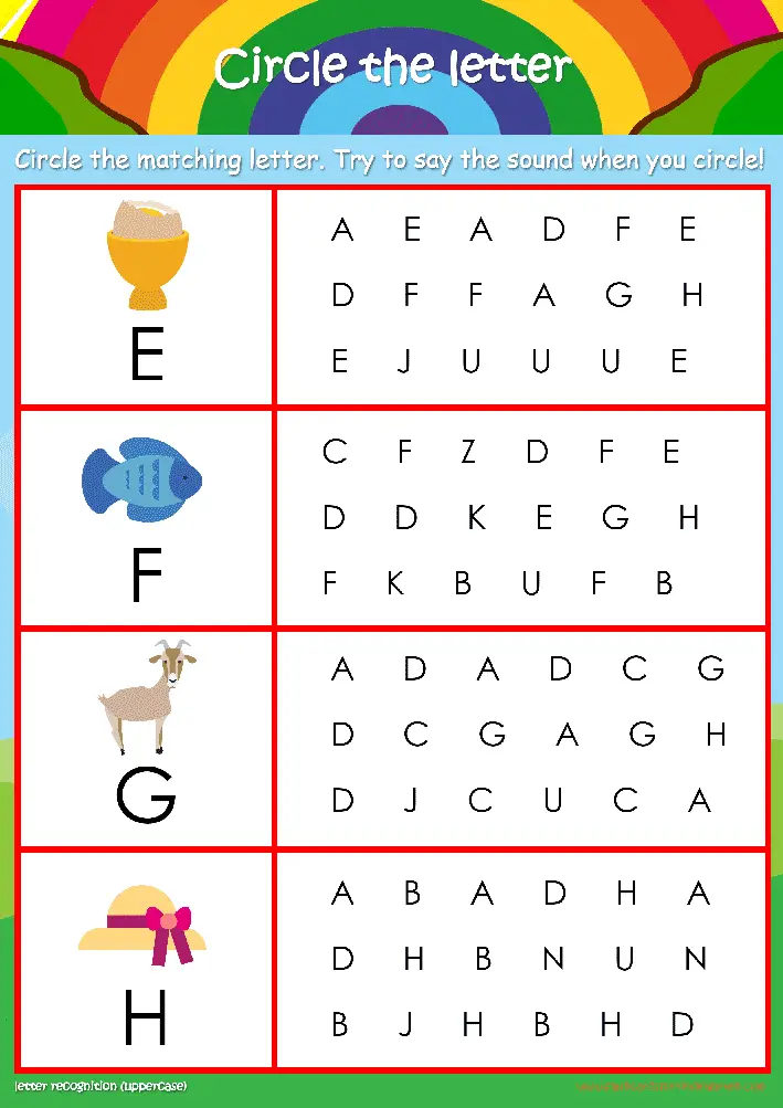Letter Recognition With Pictures Worksheets