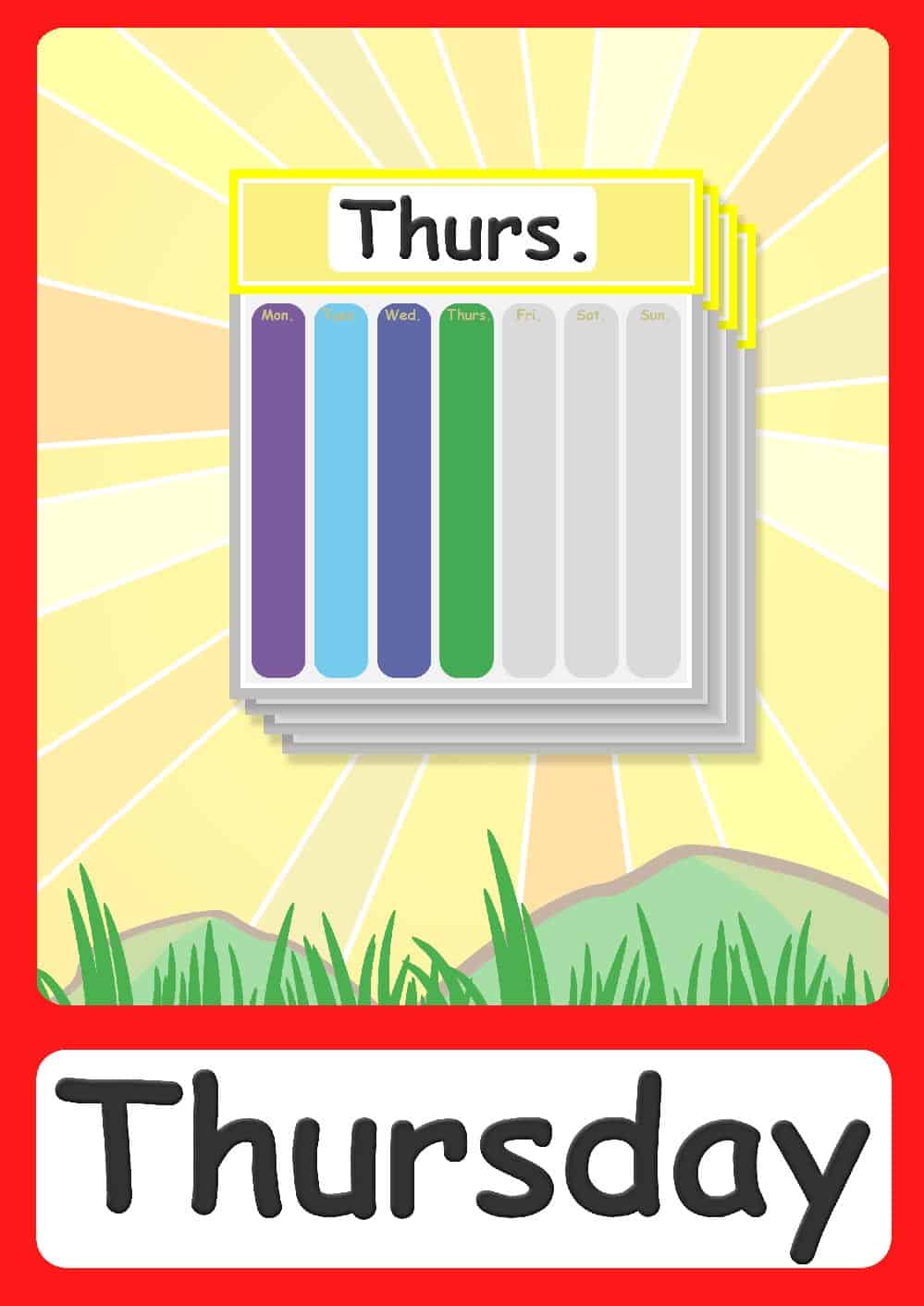 days of the week flashcards for kindergarten pdf