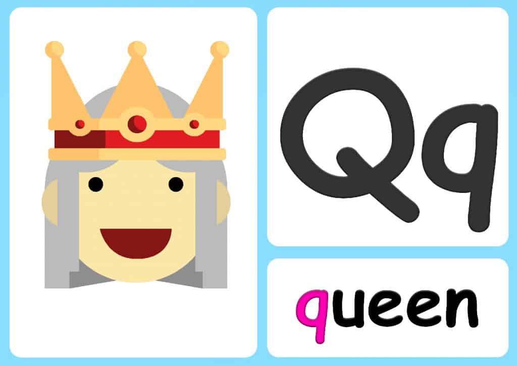 Q alphabet flashcards