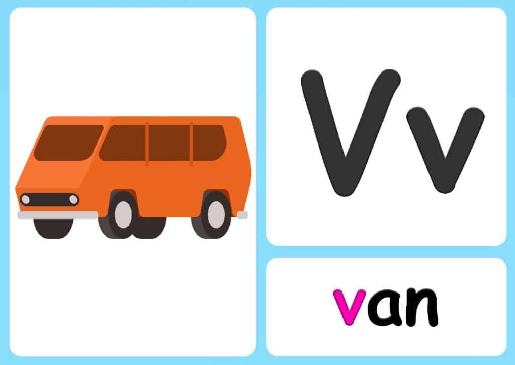 V alphabet flashcards