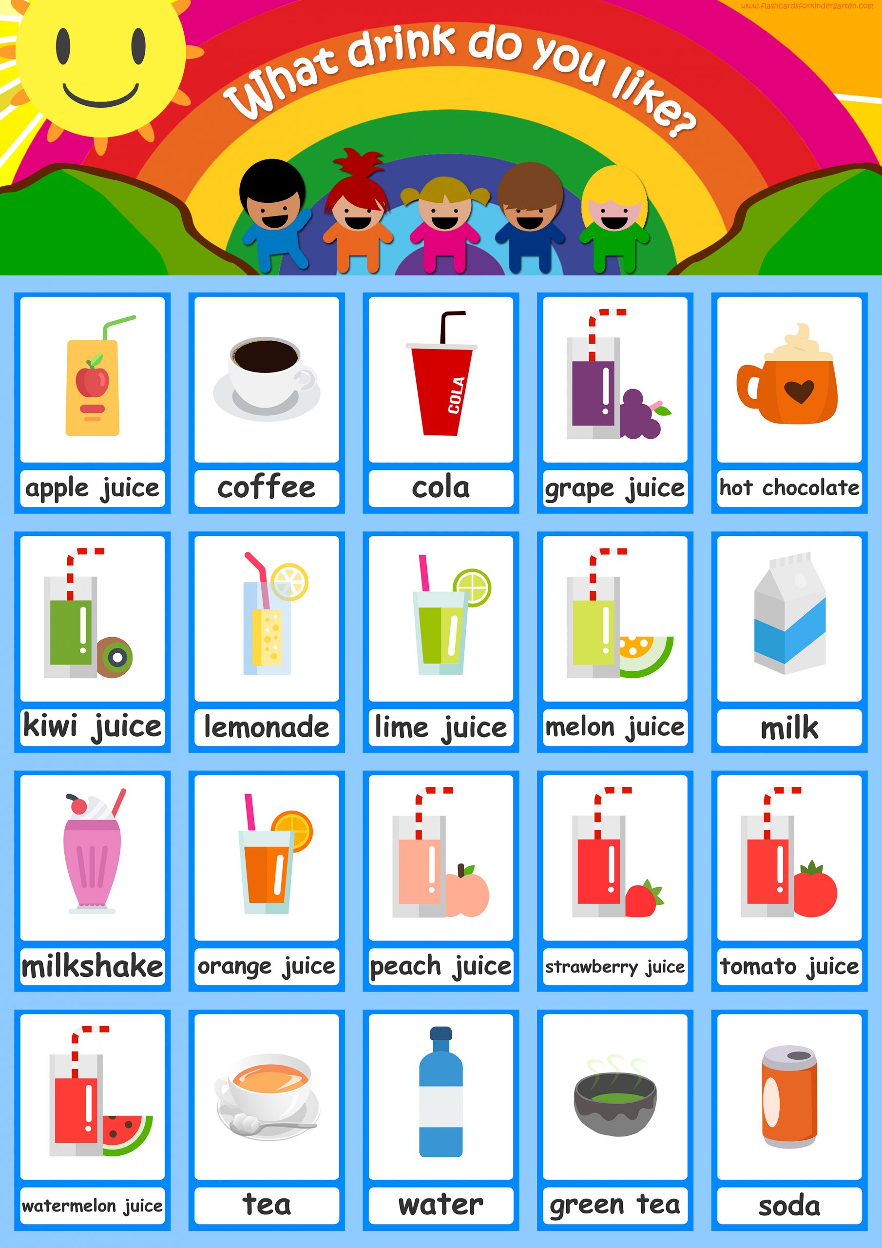 Drinks flashcards for kids!