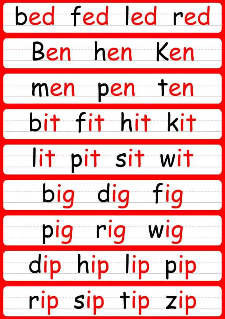 Word-families-ed,-en,it,-ig,-ip