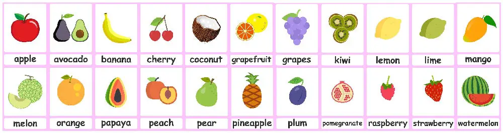 Fruit flashcards for kids!