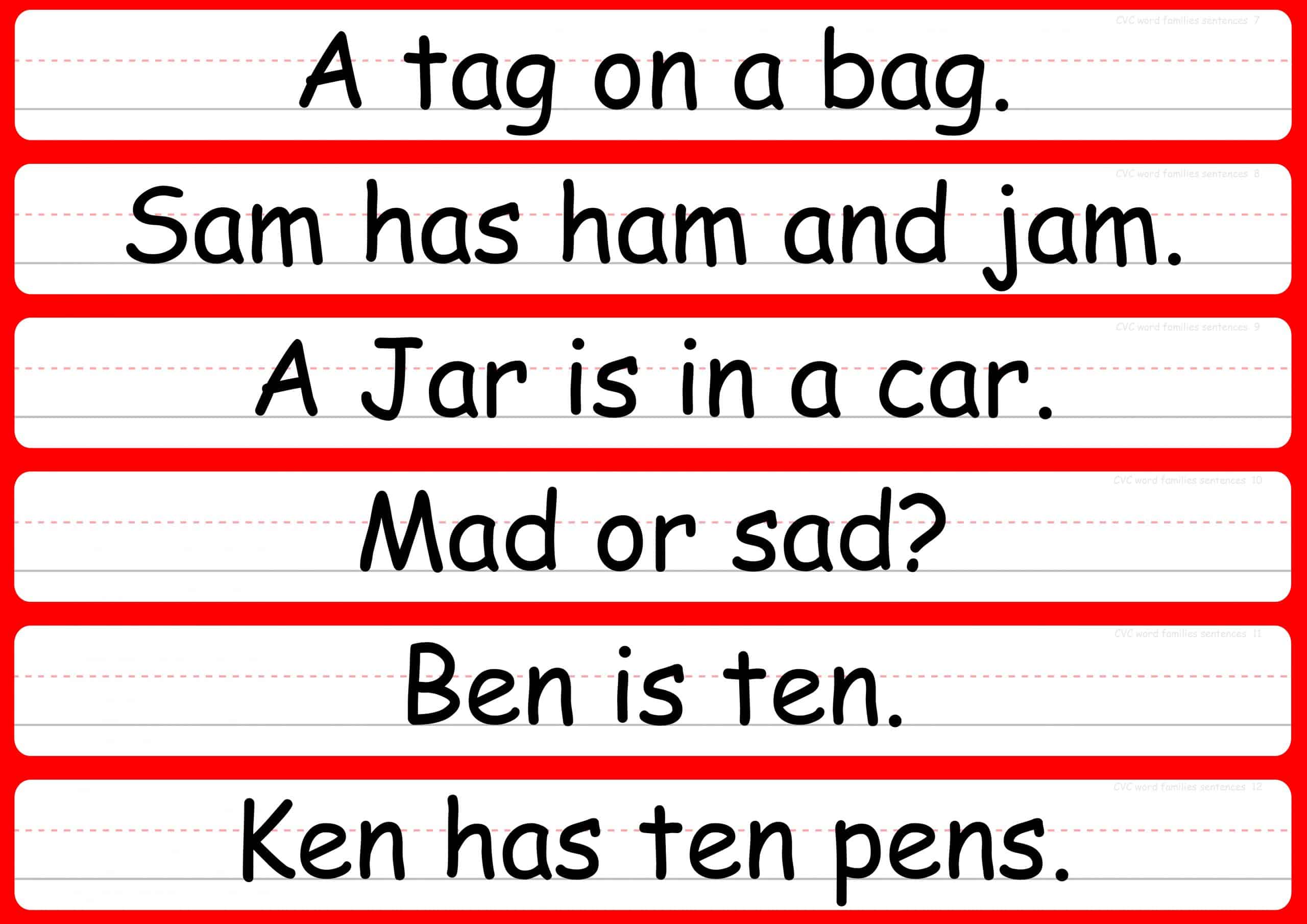 Cvc Words Simple Sentences For Kindergarten To Read Pdf Img weed