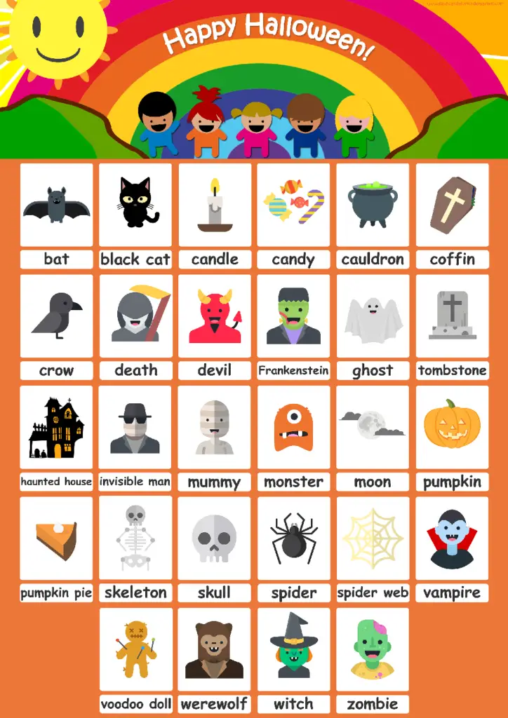 Halloween Vocabulary Flash Cards Grafica di GdiDesign · Creative